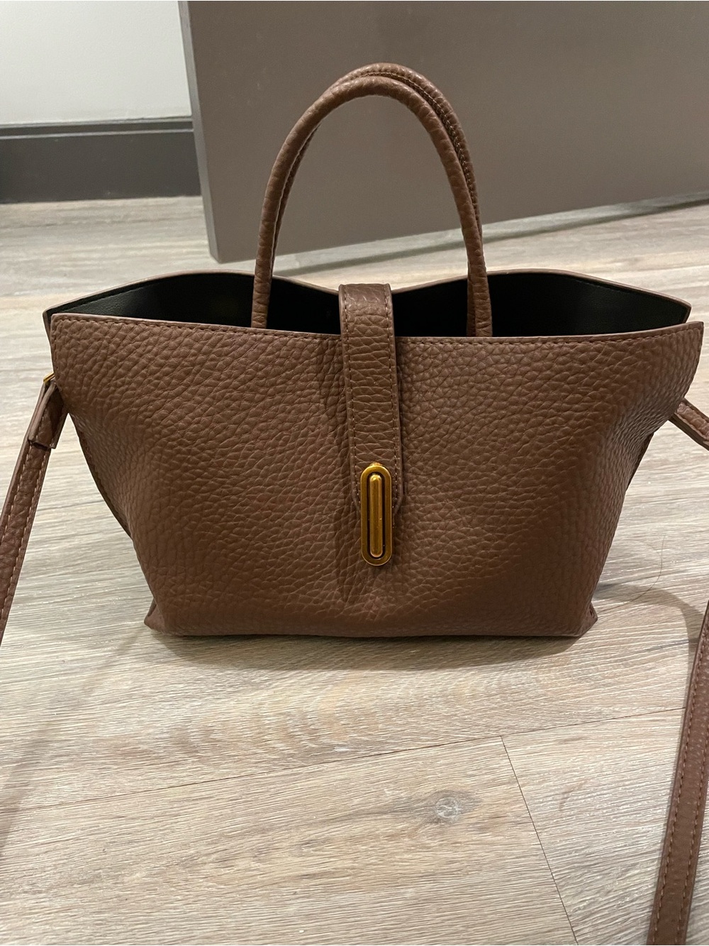 TIK TOK VIRAL RICH BROWN PEBBLED LEATHER TOTE BAG